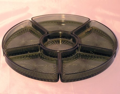 Hors D'Oeuve set smoked glass 11"