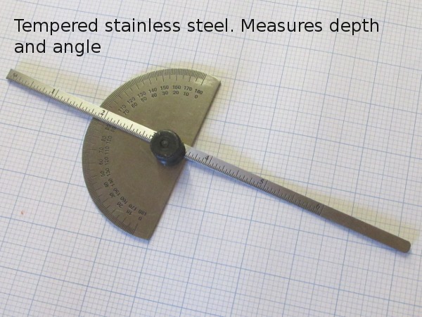 Tool Bevel Angle, and Depth Gauge 6 inch