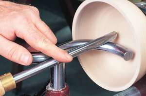 hollowing a bowl with the Sorby modular bowl rest