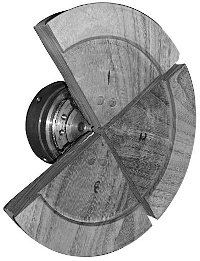 wood chuck jaws turned from scrap wood on wood jaw plate