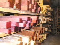 Woodrack. Squares of purpleheart , beech etc