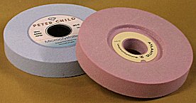 blue and pink grinding wheels